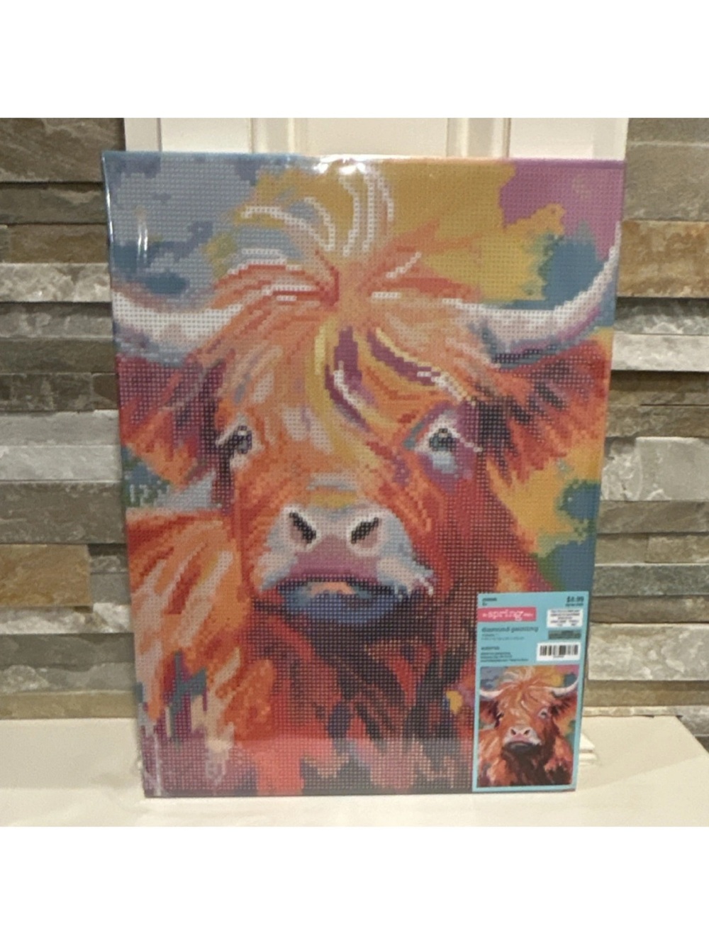 The Spring Shop Colorful Highland Cow Diamond Painting Canvas